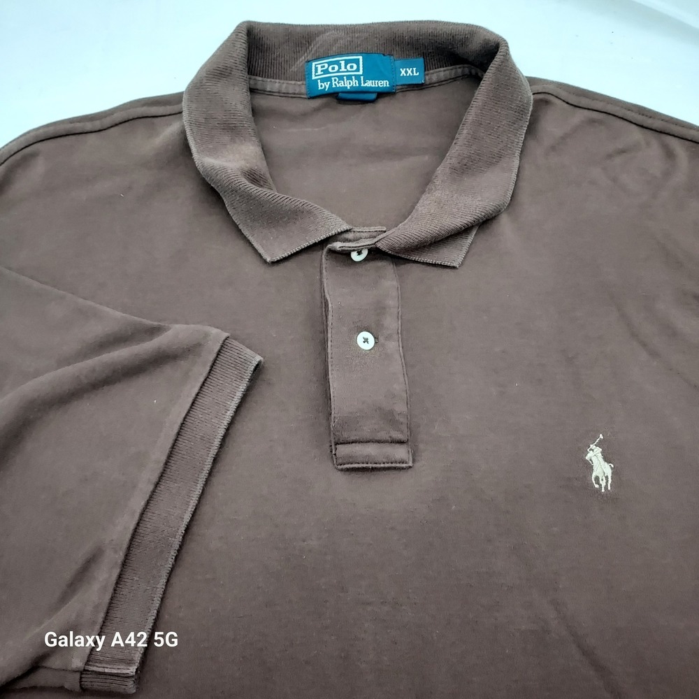 Polo Ralph Lauren Mens XXL Brown Short Sleeve Cotton Pony Logo Polo Shirt